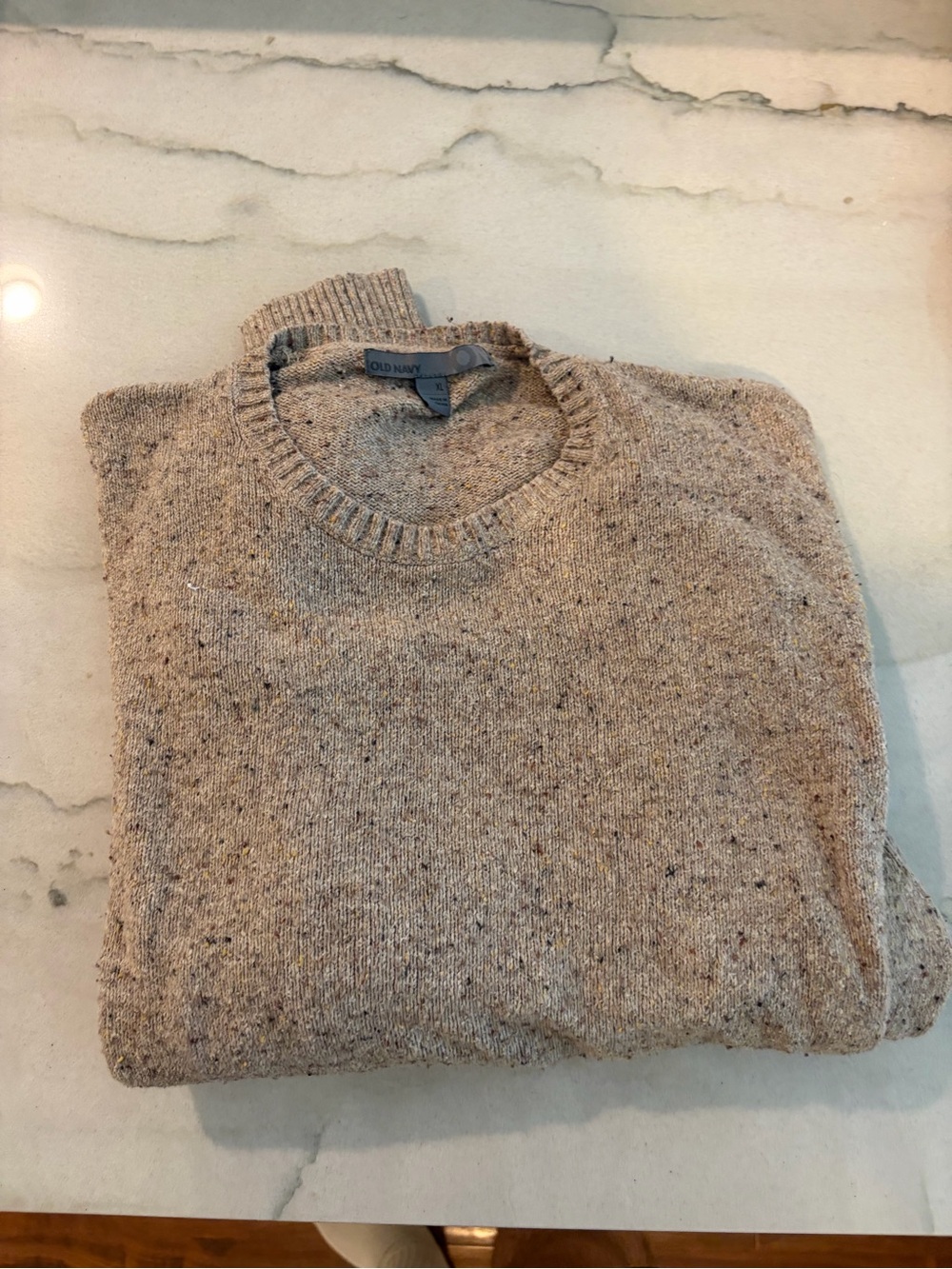 Old Navy Men’s Heathered Beige Crewneck Sweater